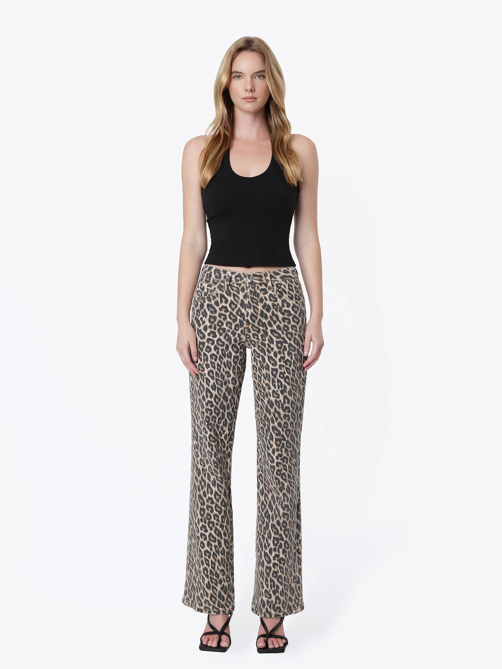 HIGH RISE LEOPARD PRINT VINTAGE FLARE JEANS LV2179LPD: LEOPARD / 25