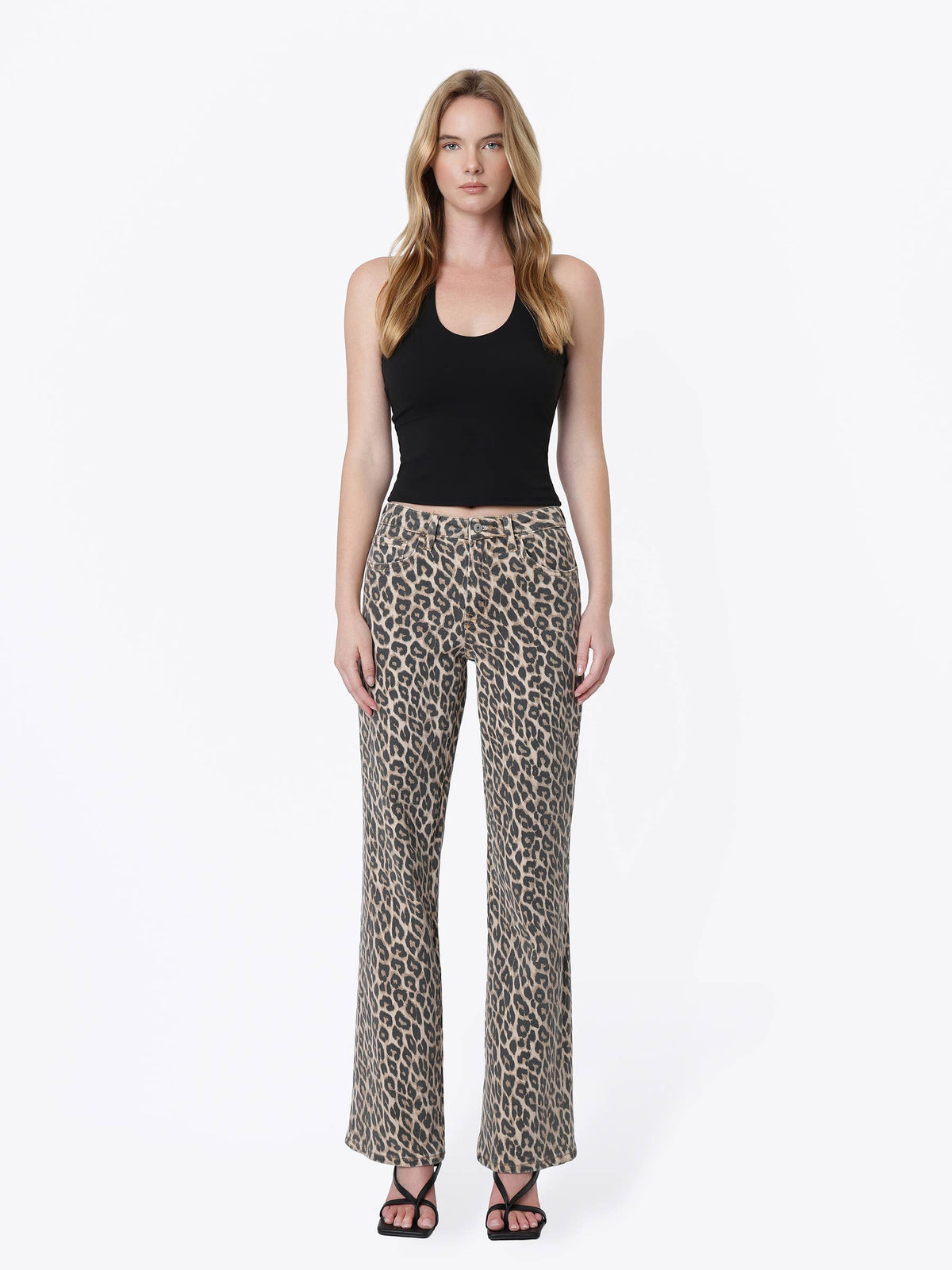 HIGH RISE LEOPARD PRINT VINTAGE FLARE JEANS LV2179LPD: LEOPARD / 27