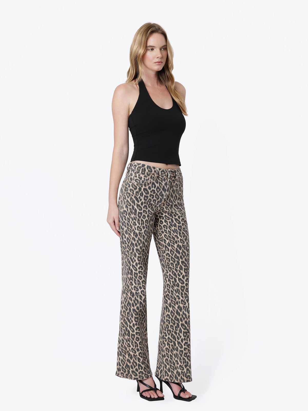 HIGH RISE LEOPARD PRINT VINTAGE FLARE JEANS LV2179LPD: LEOPARD / 26