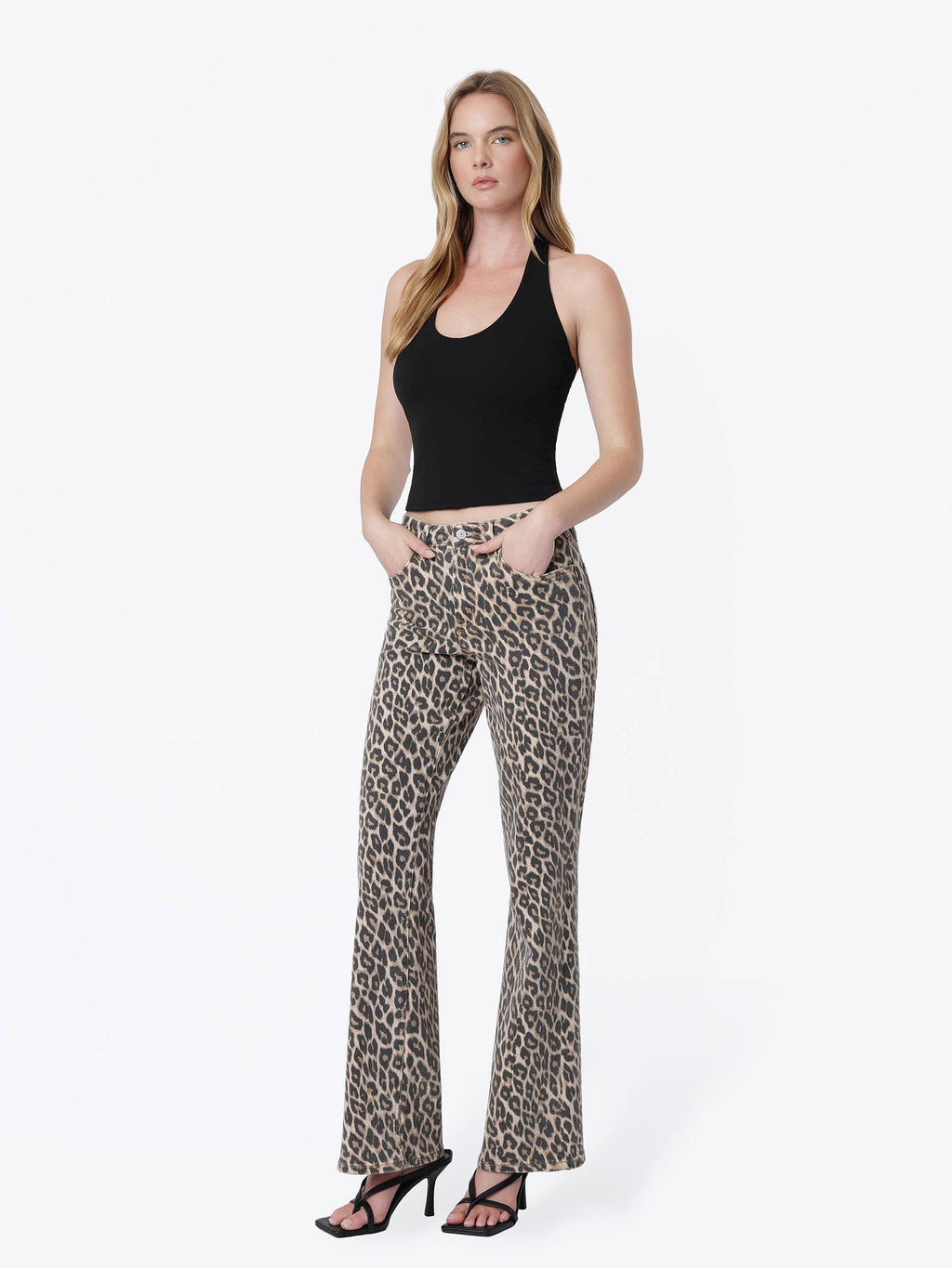 HIGH RISE LEOPARD PRINT VINTAGE FLARE JEANS LV2179LPD: LEOPARD / 25