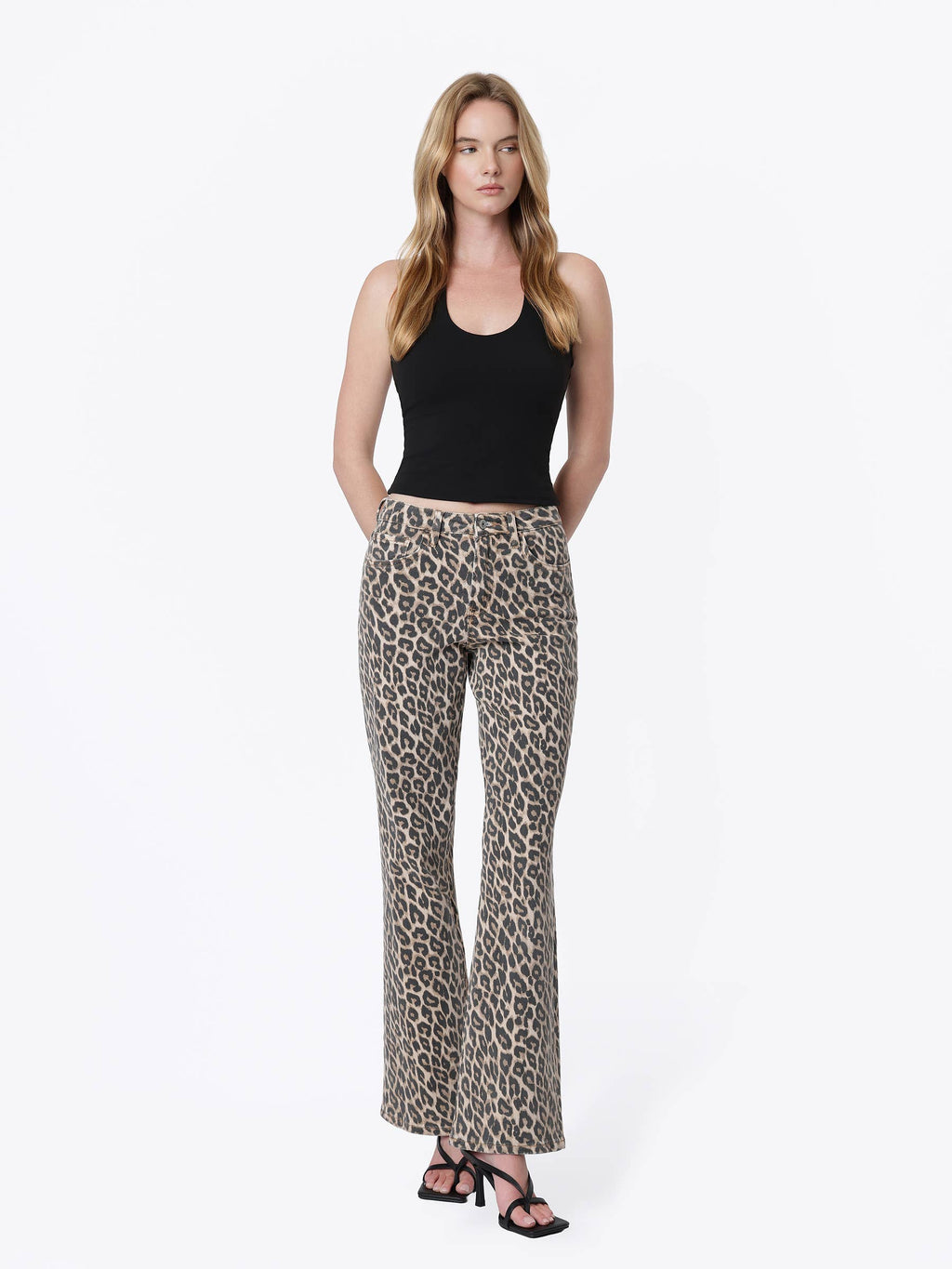 HIGH RISE LEOPARD PRINT VINTAGE FLARE JEANS LV2179LPD: LEOPARD / 27