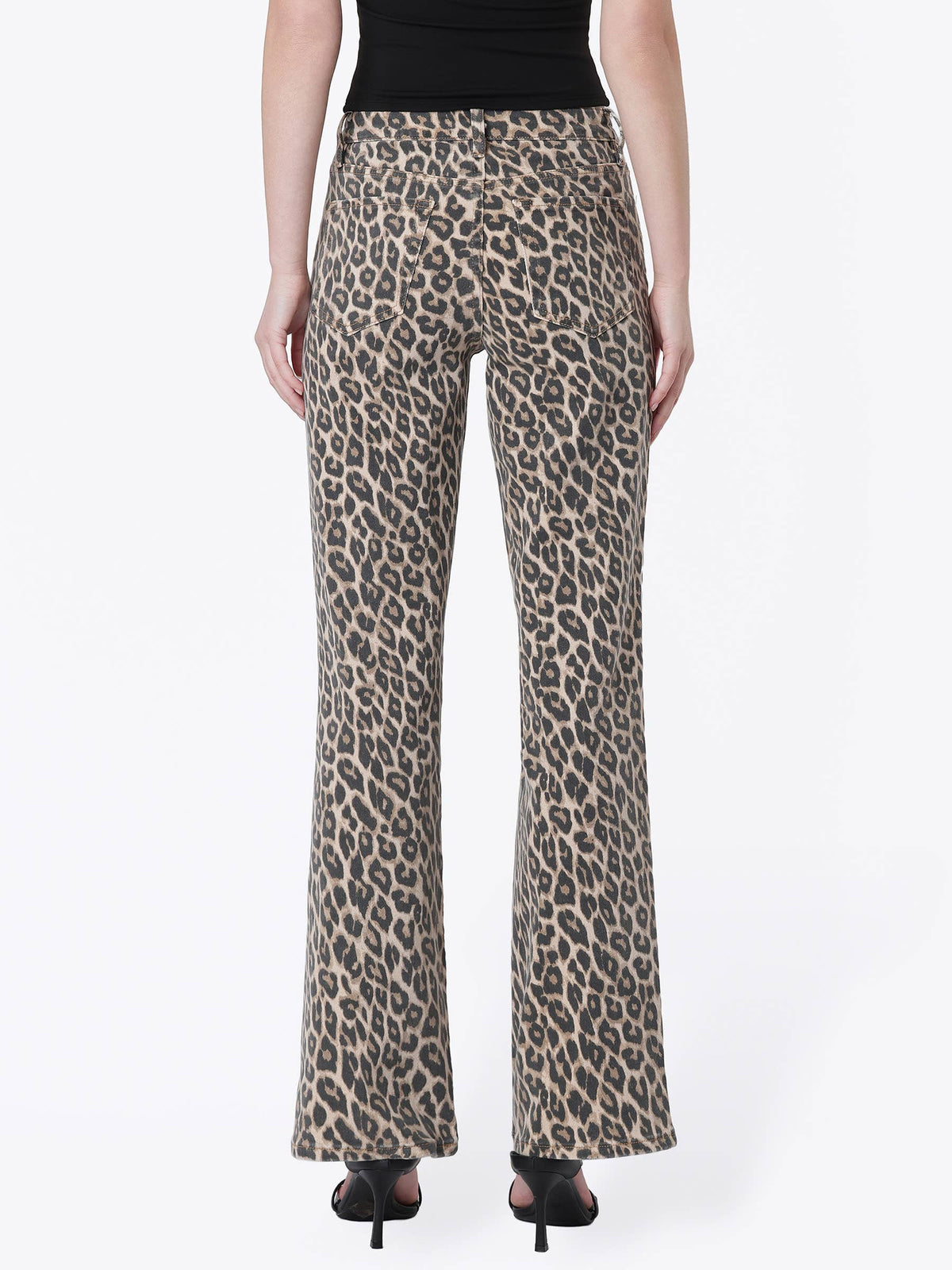 HIGH RISE LEOPARD PRINT VINTAGE FLARE JEANS LV2179LPD: LEOPARD / 25