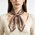 LEOPARD SILKY BANDANA SQUARE NECK SCARF BR