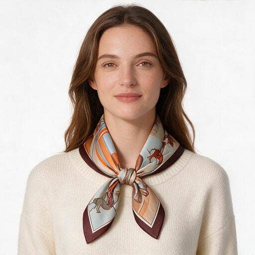 EQUESTRIAN HORSE SILKY BANDANA SQUARE NECK SCARF, LVSC 346: -